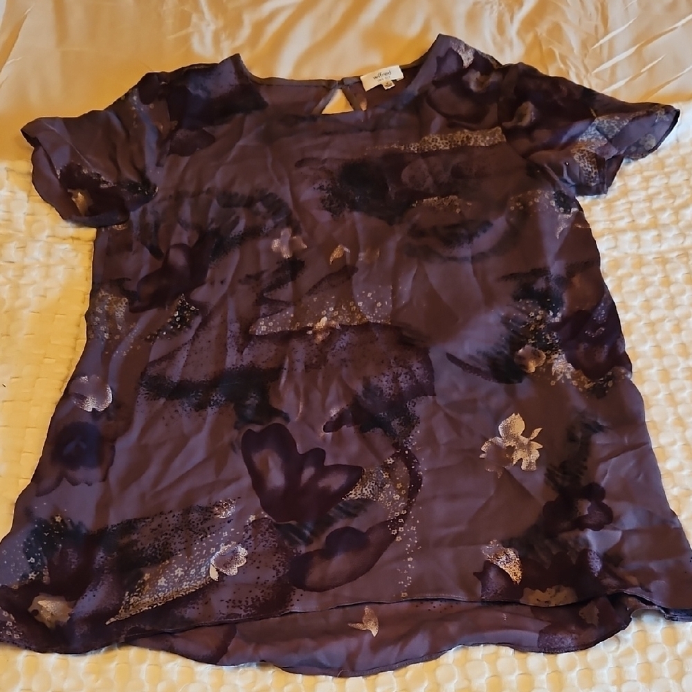 Wilfred Silk Floral Purple Blouse Medium